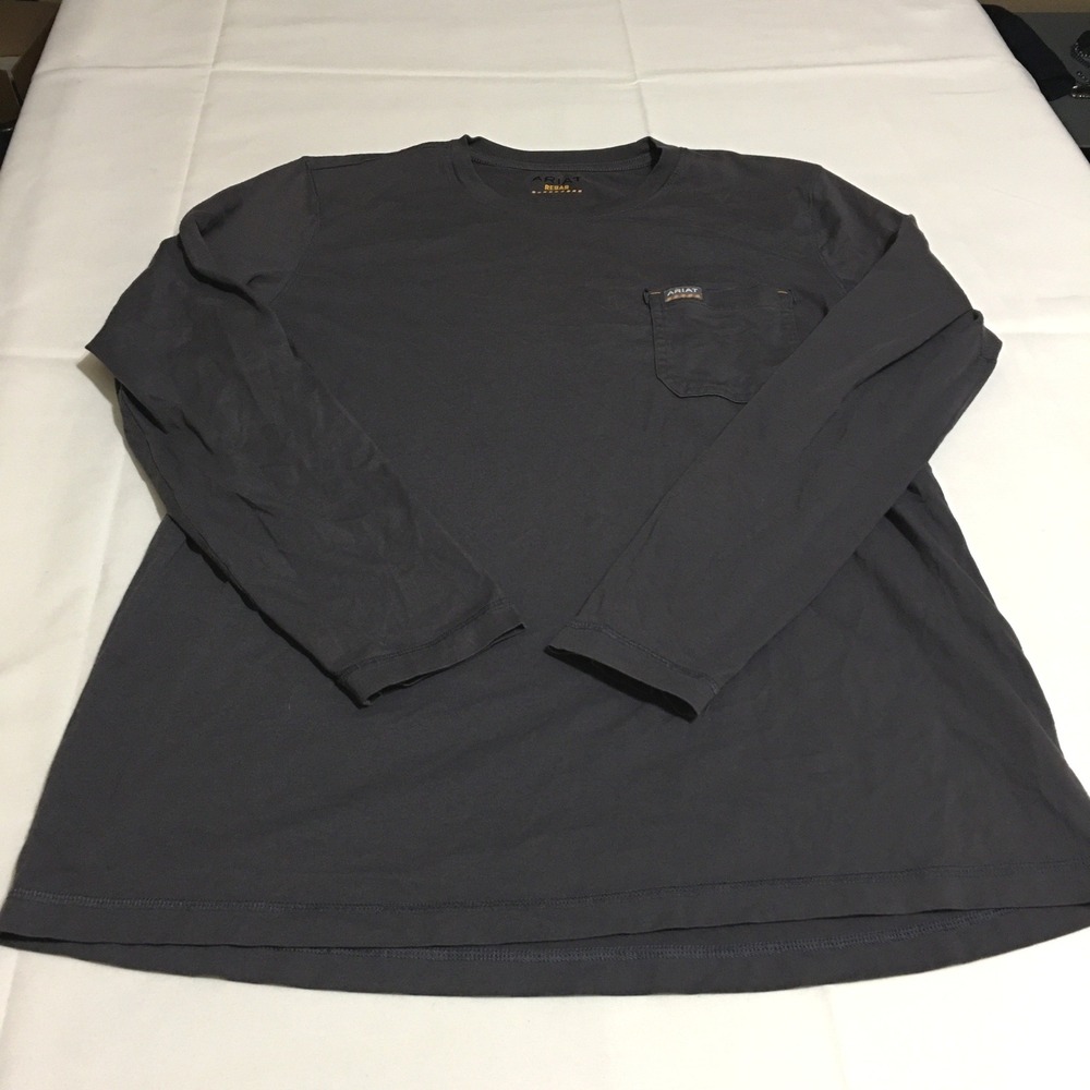 Ariat Rebar Long Sleeve Shirt Mens XL Gray Pocket Graphic